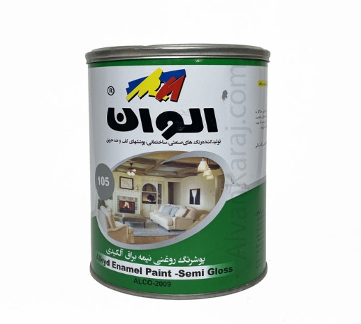 تصویر  رنگ روغنی سفید نیمه براق الکیدی الوان (گالن 4 کیلو) کد ALCO-2009 چاپ سبز